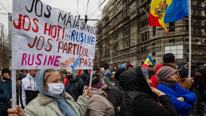 Anti-government protest in Chisinau, Moldova on February 19, 2023